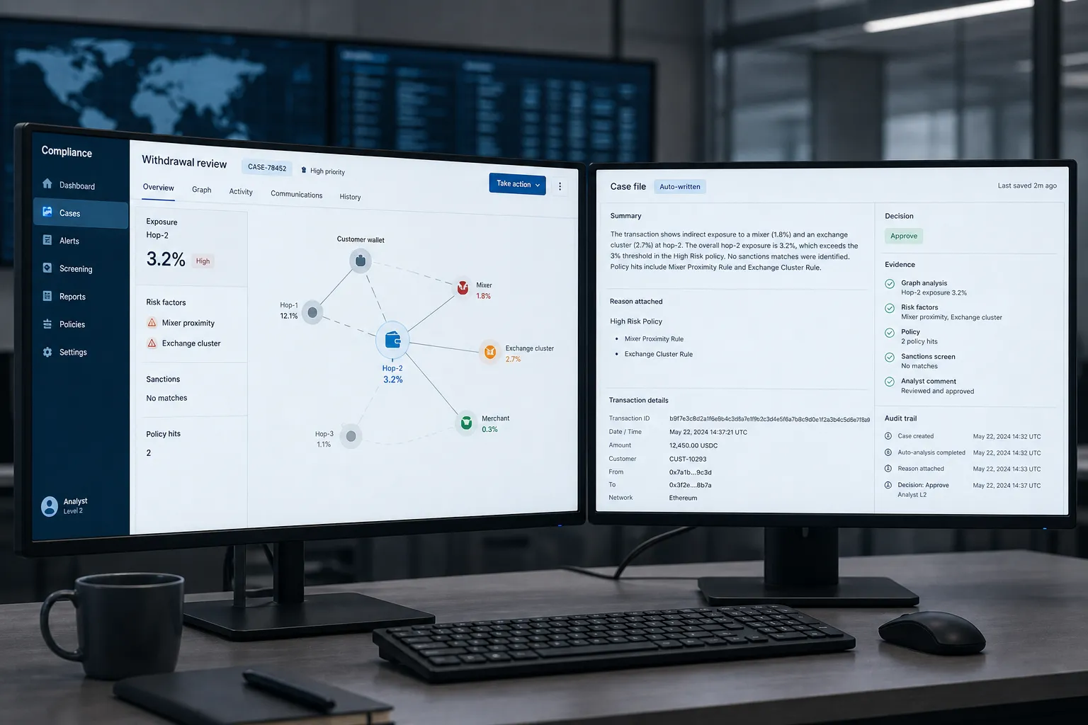 Chainward: The alert with its reason attached