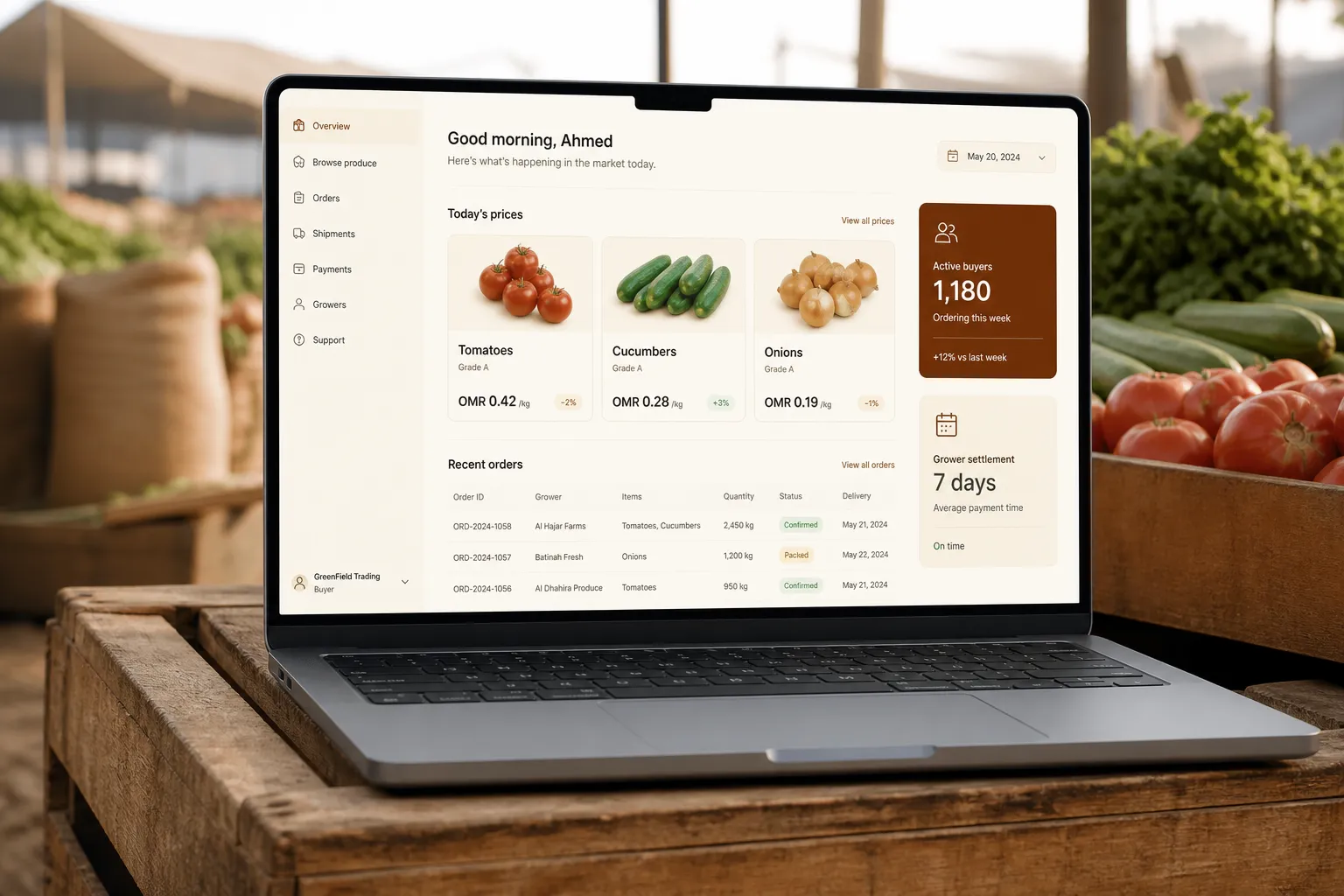Granary: Wholesale produce, priced in daylight