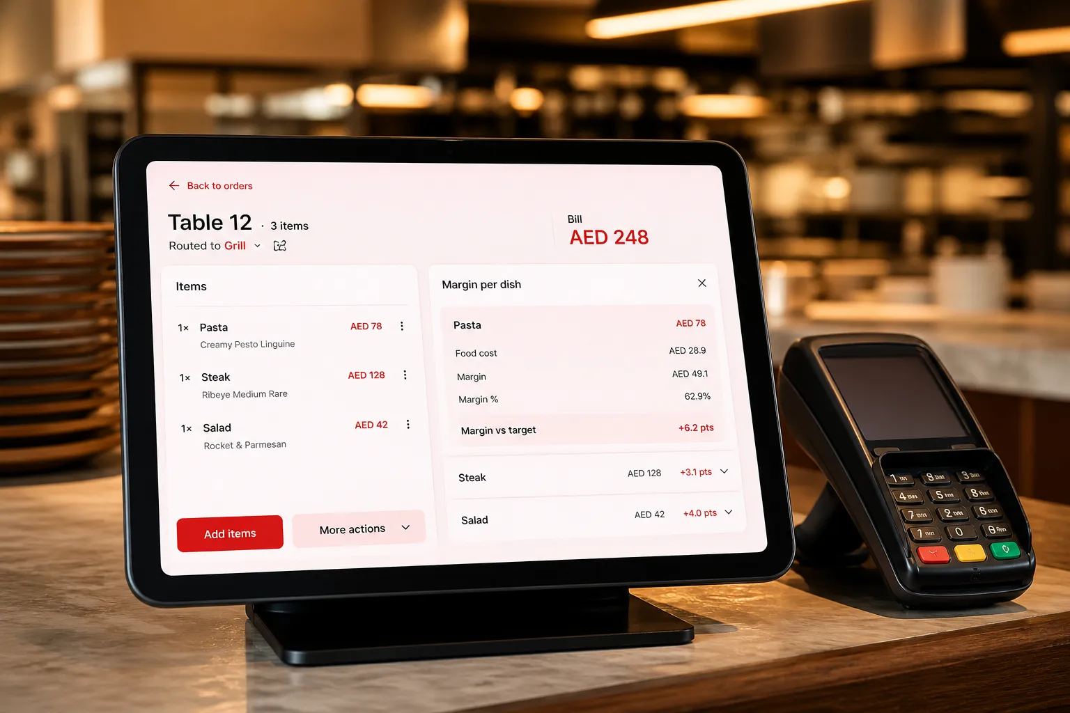Tallio: One order, counter to kitchen to card